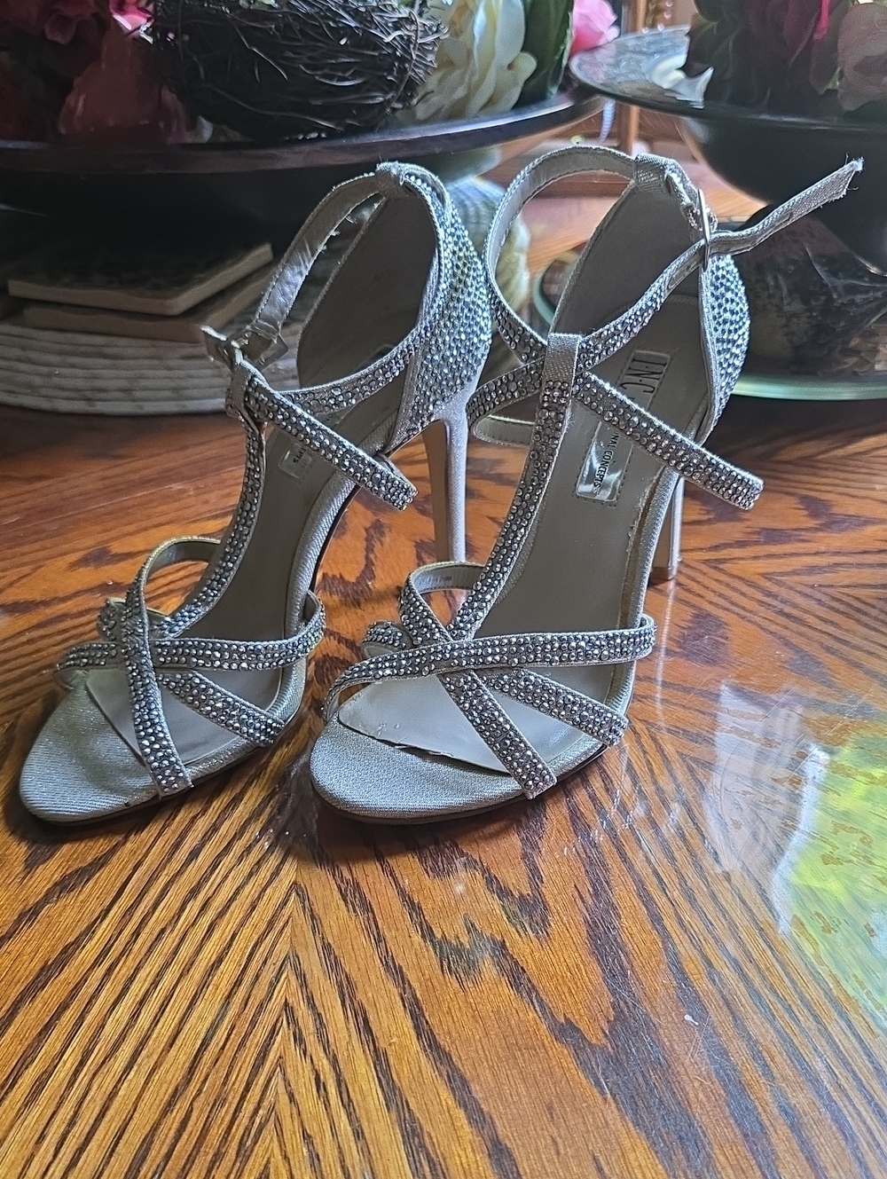 I.N.C. Heeled Sandals With Rhinestones